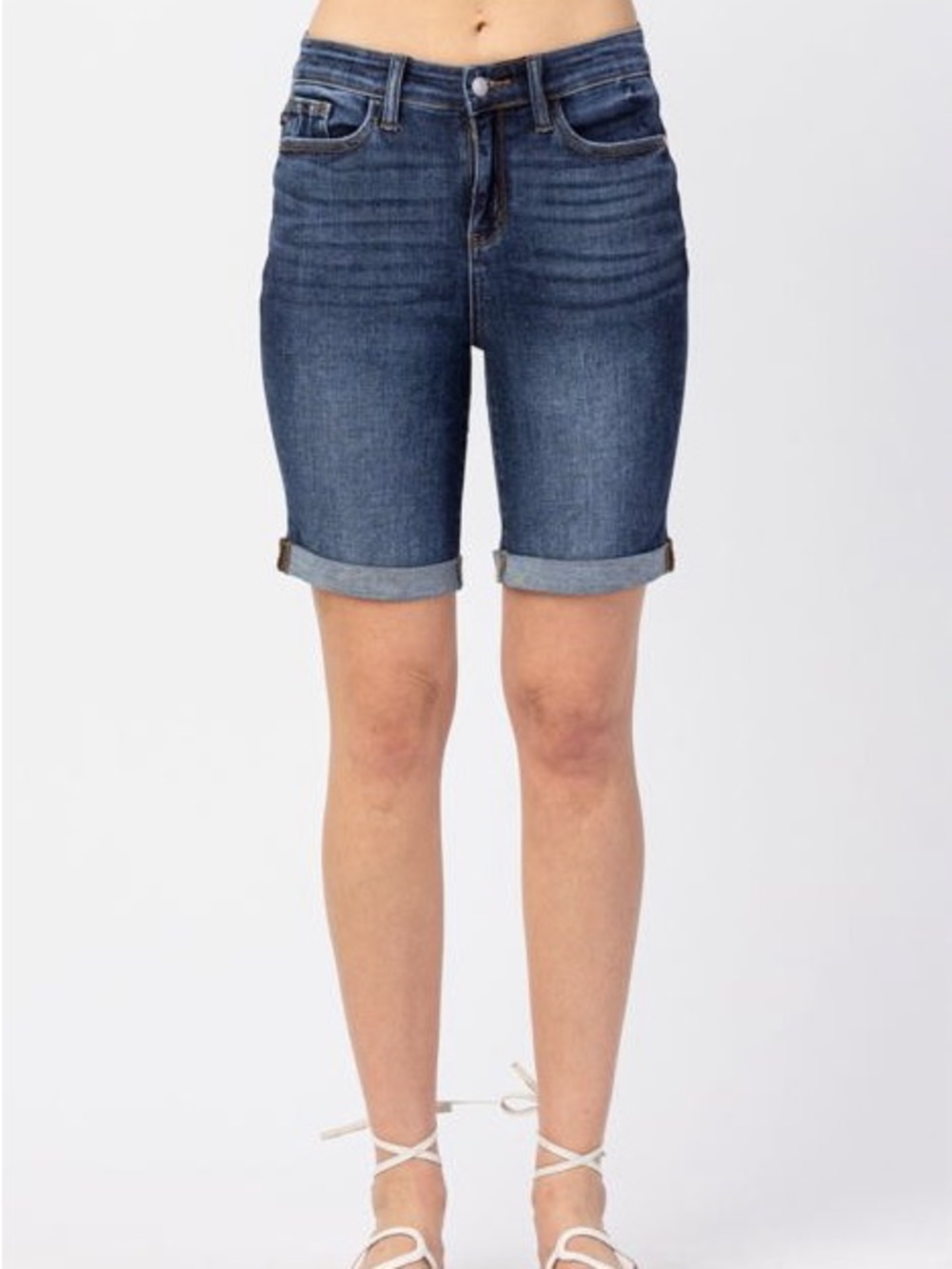 Judy Blue | High Waist Bermuda Cuffed Denim Short | M